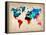 World Watercolor Map 1-NaxArt-Framed Stretched Canvas