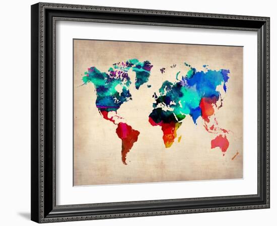 World Watercolor Map 1-NaxArt-Framed Premium Giclee Print