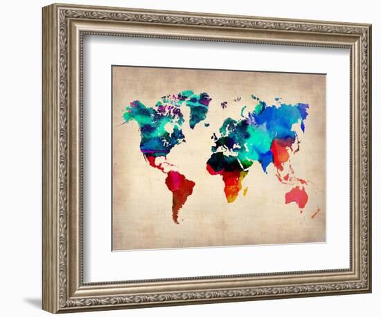 World Watercolor Map 1-NaxArt-Framed Premium Giclee Print