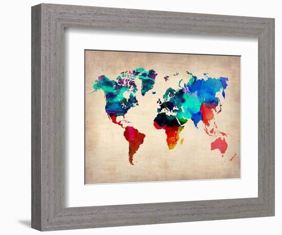 World Watercolor Map 1-NaxArt-Framed Premium Giclee Print