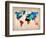 World Watercolor Map 1-NaxArt-Framed Premium Giclee Print