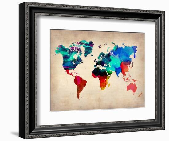 World Watercolor Map 1-NaxArt-Framed Premium Giclee Print