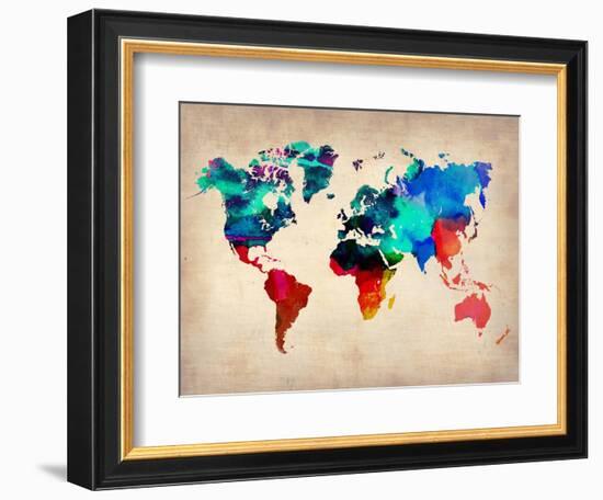 World Watercolor Map 1-NaxArt-Framed Premium Giclee Print