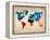 World Watercolor Map 1-NaxArt-Framed Stretched Canvas