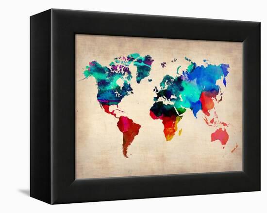 World Watercolor Map 1-NaxArt-Framed Stretched Canvas