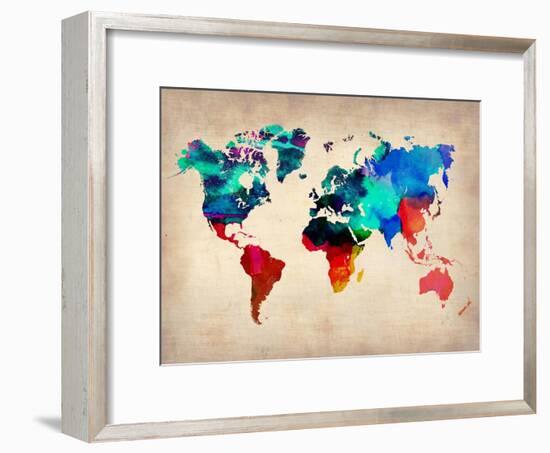 World Watercolor Map 1-NaxArt-Framed Art Print