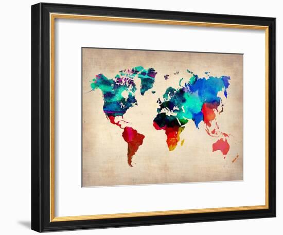 World Watercolor Map 1-NaxArt-Framed Art Print