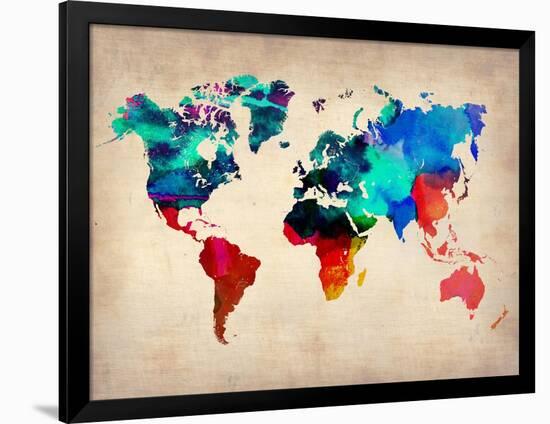 World Watercolor Map 1-NaxArt-Framed Premium Giclee Print