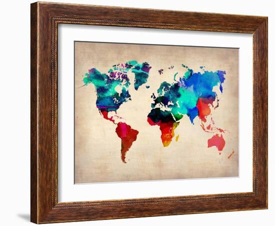 World Watercolor Map 1-NaxArt-Framed Art Print