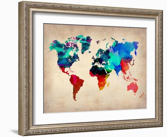 World Watercolor Map 1-NaxArt-Framed Art Print