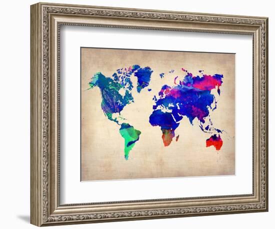 World Watercolor Map 2-NaxArt-Framed Art Print