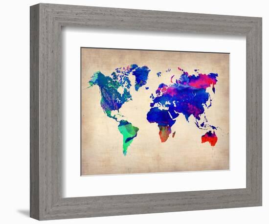 World Watercolor Map 2-NaxArt-Framed Art Print