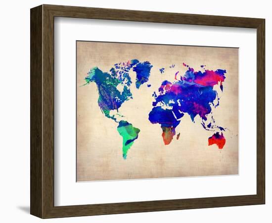 World Watercolor Map 2-NaxArt-Framed Art Print