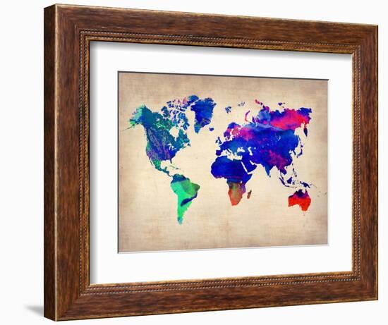 World Watercolor Map 2-NaxArt-Framed Art Print