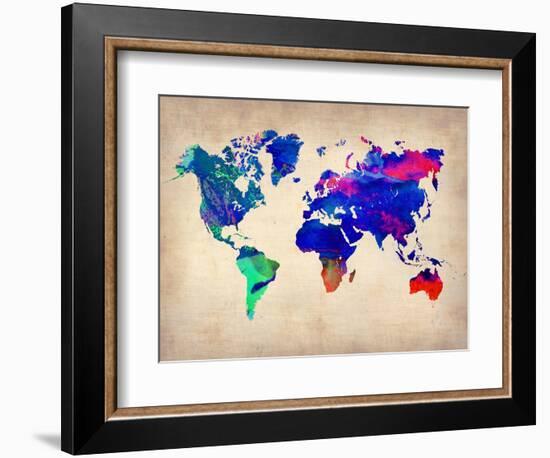 World Watercolor Map 2-NaxArt-Framed Art Print