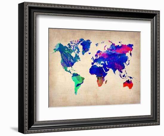 World Watercolor Map 2-NaxArt-Framed Art Print