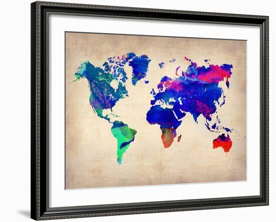 World Watercolor Map 2-NaxArt-Framed Art Print