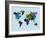 World Watercolor Map 3-NaxArt-Framed Art Print