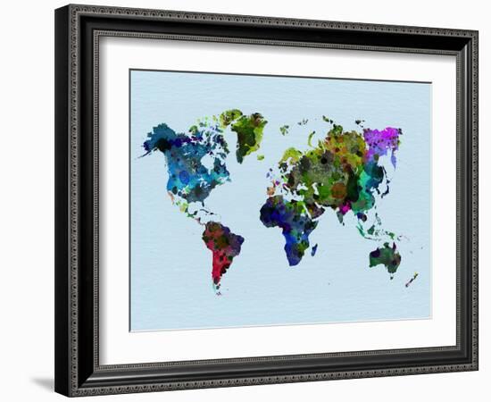 World Watercolor Map 3-NaxArt-Framed Art Print