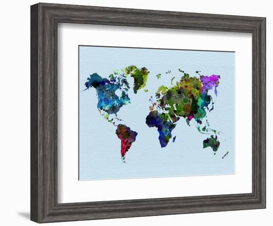 World Watercolor Map 3-NaxArt-Framed Art Print