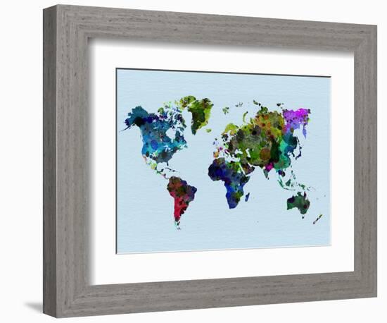 World Watercolor Map 3-NaxArt-Framed Art Print