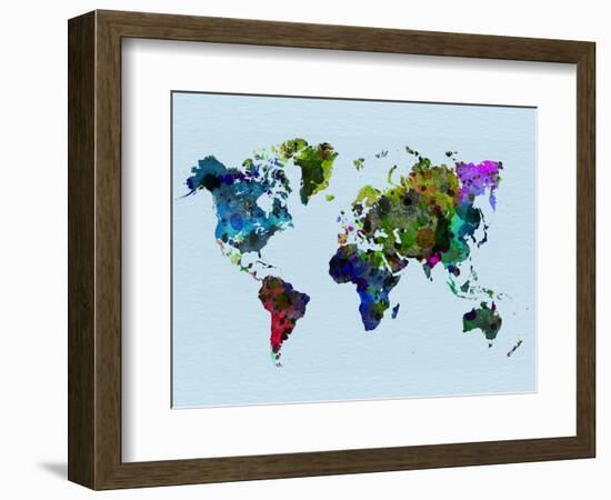 World Watercolor Map 3-NaxArt-Framed Art Print