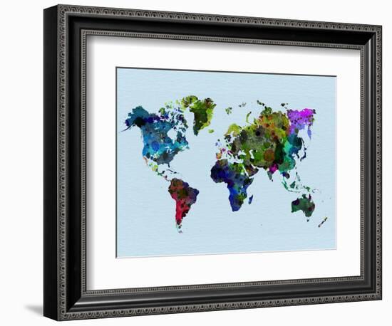 World Watercolor Map 3-NaxArt-Framed Art Print