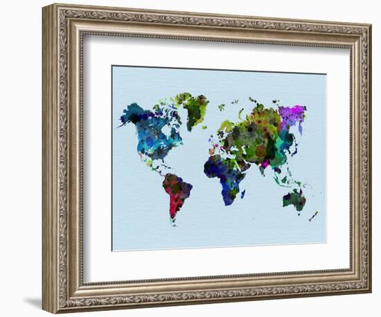 World Watercolor Map 3-NaxArt-Framed Art Print