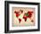 World Watercolor Map 4-NaxArt-Framed Art Print