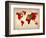 World Watercolor Map 4-NaxArt-Framed Art Print