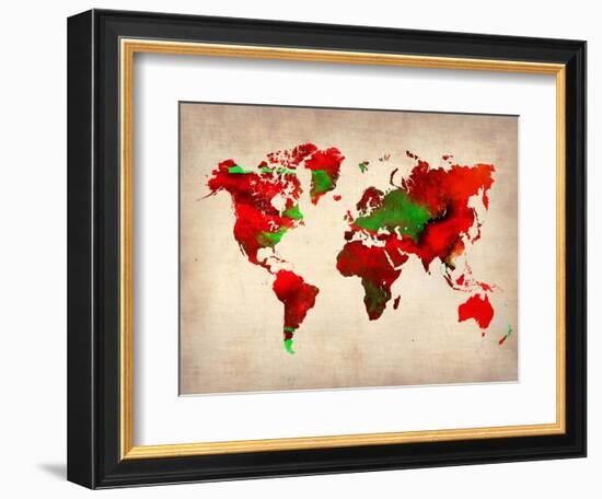 World Watercolor Map 4-NaxArt-Framed Art Print