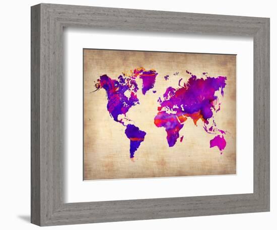 World Watercolor Map 5-NaxArt-Framed Art Print