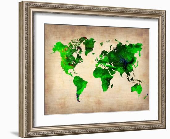 World Watercolor Map 6-NaxArt-Framed Art Print