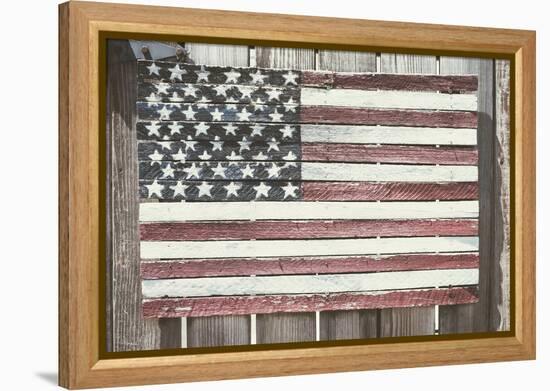 Worn Wooden American Flag, Fire Island, New York-Julien McRoberts-Framed Premier Image Canvas