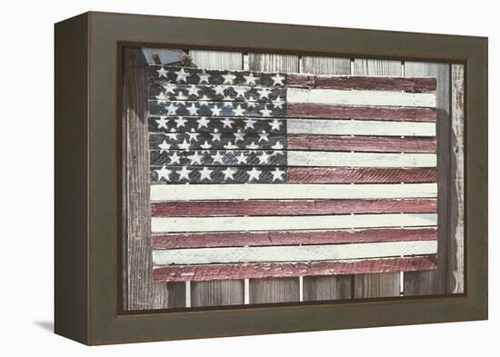 Worn Wooden American Flag, Fire Island, New York-Julien McRoberts-Framed Premier Image Canvas