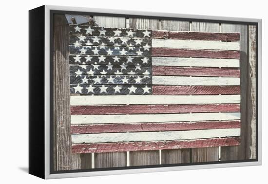 Worn Wooden American Flag, Fire Island, New York-Julien McRoberts-Framed Premier Image Canvas