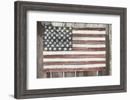 Worn Wooden American Flag, Fire Island, New York-Julien McRoberts-Framed Photographic Print