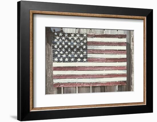 Worn Wooden American Flag, Fire Island, New York-Julien McRoberts-Framed Photographic Print