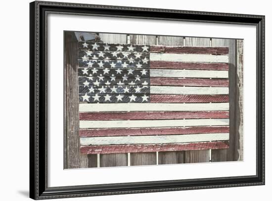 Worn Wooden American Flag, Fire Island, New York-Julien McRoberts-Framed Photographic Print