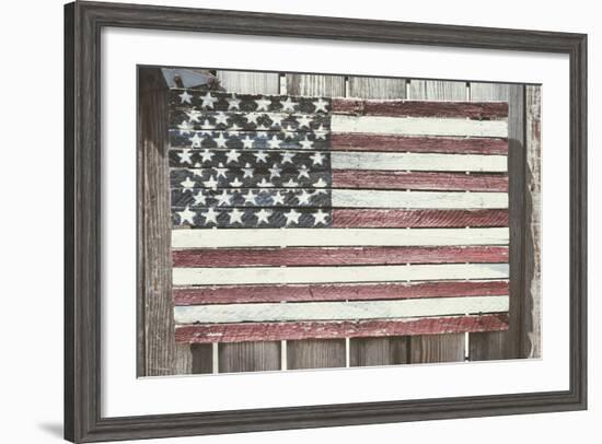 Worn Wooden American Flag, Fire Island, New York-Julien McRoberts-Framed Photographic Print