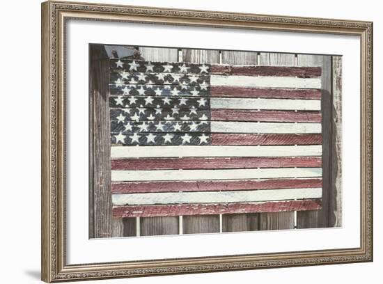 Worn Wooden American Flag, Fire Island, New York-Julien McRoberts-Framed Photographic Print