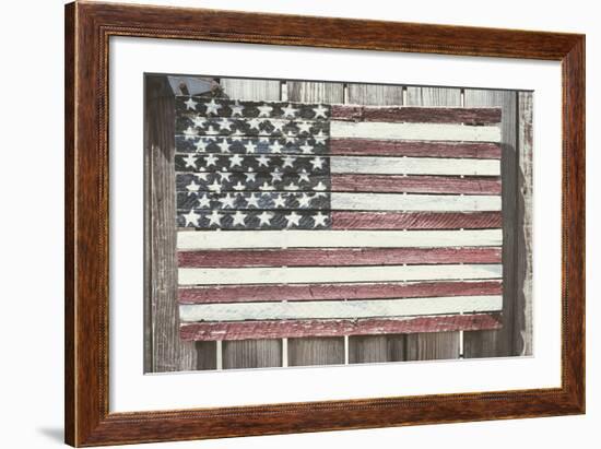 Worn Wooden American Flag, Fire Island, New York-Julien McRoberts-Framed Photographic Print