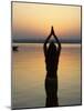 Worship Ceremony at Night by Ganges River, Varanasi, India-Keren Su-Mounted Photographic Print