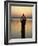 Worship Ceremony at Night by Ganges River, Varanasi, India-Keren Su-Framed Photographic Print