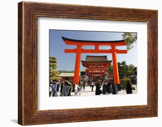 Worship Hall and Torii Gate, Fushimi Inari Taisha Shrine, Kyoto, Japan, Asia-Stuart Black-Framed Photographic Print