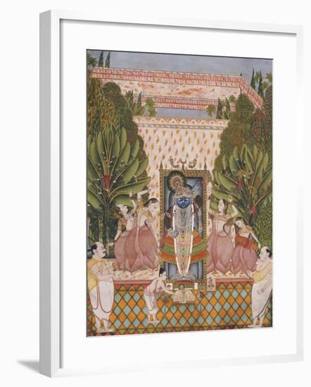 Worship of Shri Nathji, Probably Bundi or Kotah, circa 1825-50-null-Framed Giclee Print