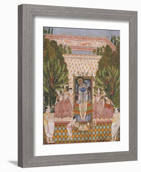 Worship of Shri Nathji, Probably Bundi or Kotah, circa 1825-50-null-Framed Giclee Print