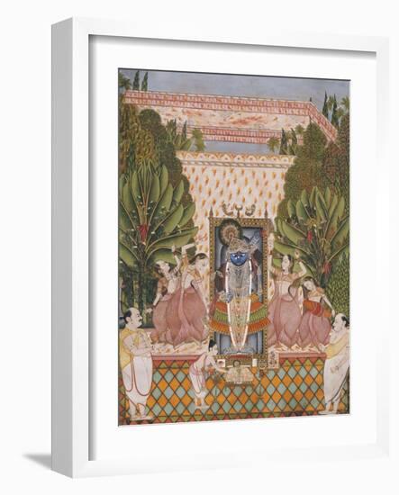 Worship of Shri Nathji, Probably Bundi or Kotah, circa 1825-50-null-Framed Giclee Print