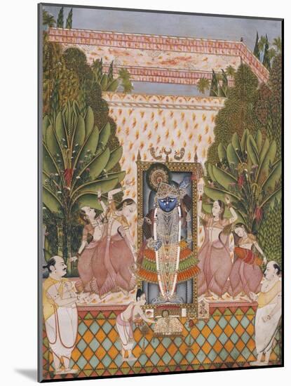 Worship of Shri Nathji, Probably Bundi or Kotah, circa 1825-50-null-Mounted Giclee Print