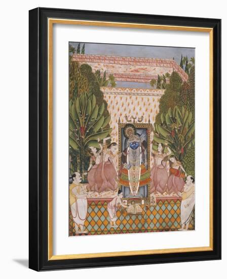 Worship of Shri Nathji, Probably Bundi or Kotah, circa 1825-50-null-Framed Giclee Print